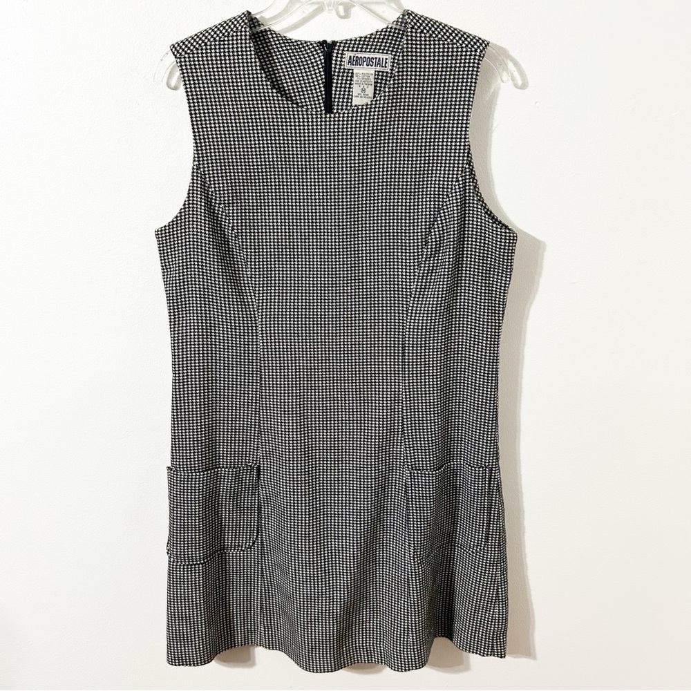 Aeropostale Sleeveless Knit Jumper Dress Black and White Houndstooth Pattern🖤🤍